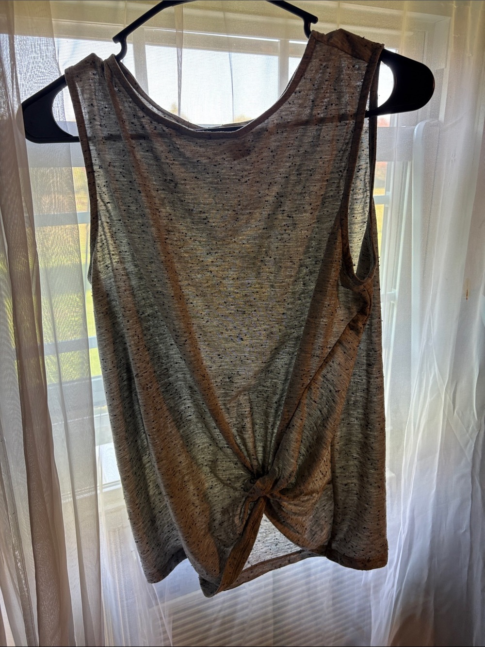 LOFT Heathered Gray Twist-Front Tank